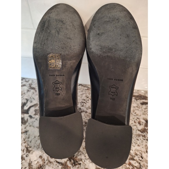 Tory Burch Black leather Ballet Flat Size 7.5 M Career Classic shoes - Picture 9 of 13